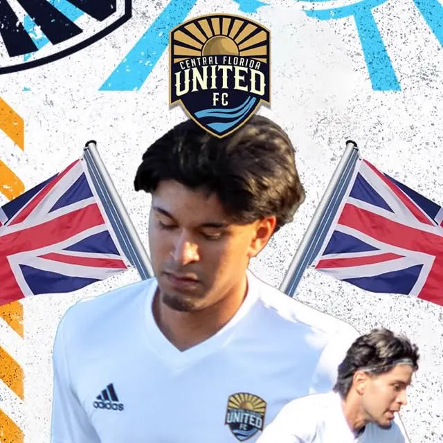 Joset Díaz, jugador de Central Florida United FC, en su anuncio de camino académico y futbolístico al Reino Unido